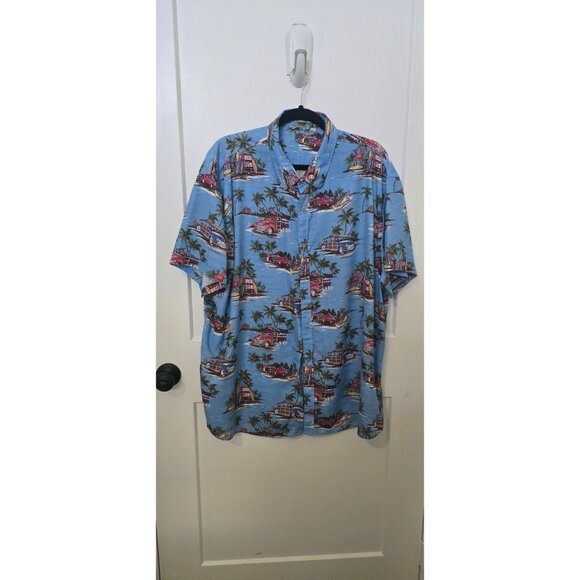 Mens Hawaiian Aloha Shirt 2XL Easy Care Button-Up Beach Scene - Picture 1 of 3